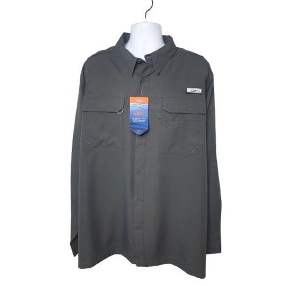 Habit Mens Long Sleeve Shirt 2XL Dark Gray Fishing Guide Shirt Solar-Factor - Picture 7 of 7